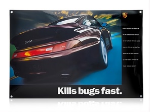 Enamel Plate Porsche Classic 993 Turbo 'Kills bugs fast“ - PCG00099310