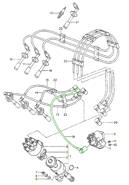 Ignition HT Lead Single for Ignition Coil 964 Turbo 965 3.3L 91/92