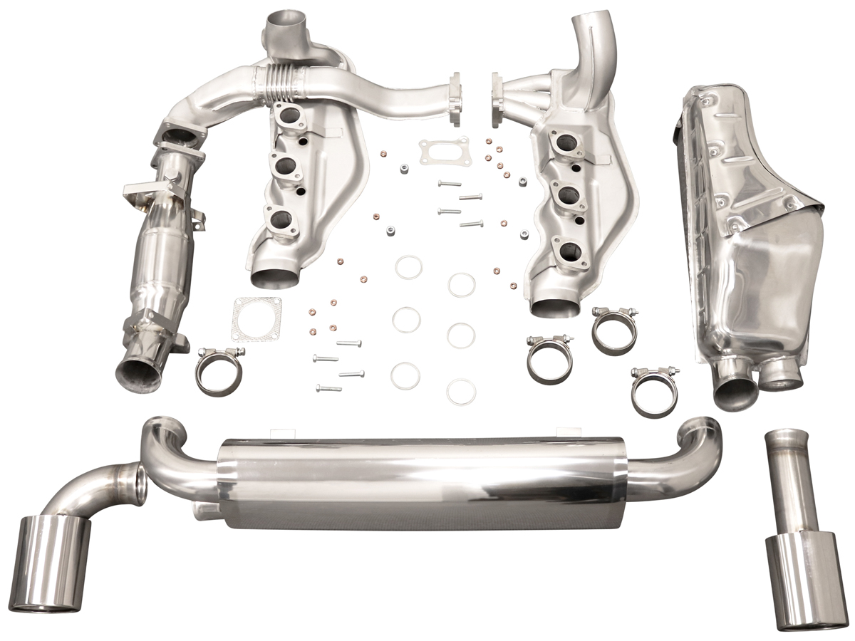 Exhaust set for 964 with single tail pipe and catalytic converter. With