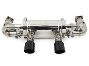 Race Exhaust switchable Porsche 991.2 Carrera with Black Diamond tail pipe finish - DesignTek - 9P1251053A, 9P1251053C - EX-PS991230T-2/101AT