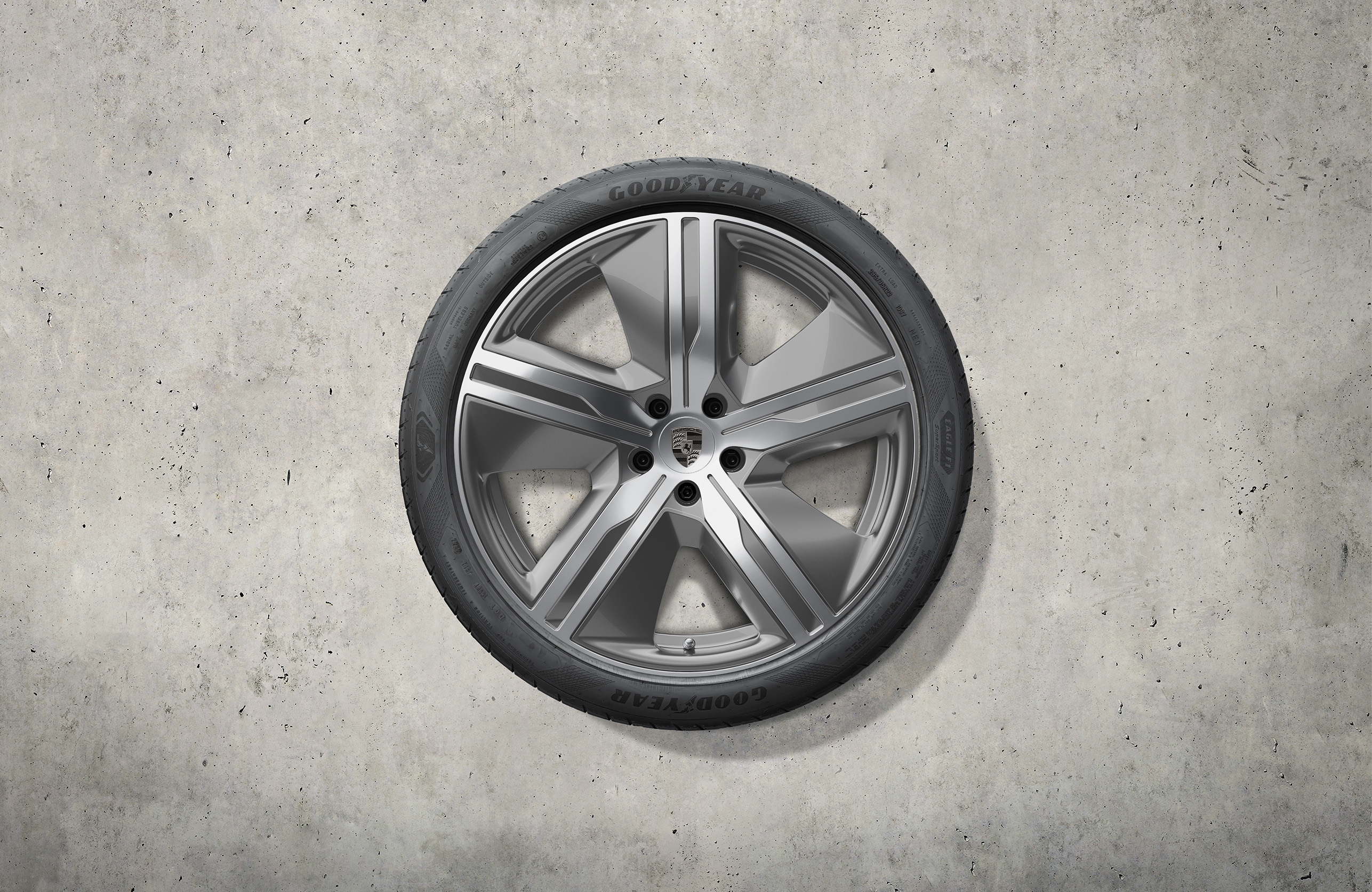 22' Macan exclusive design summer wheel-and-tyre set, platinum silver. Porsche Macan-e - 95C044660M