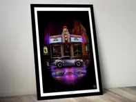 Porsche 911 '50 Years Of The G Series' poster in Black frame