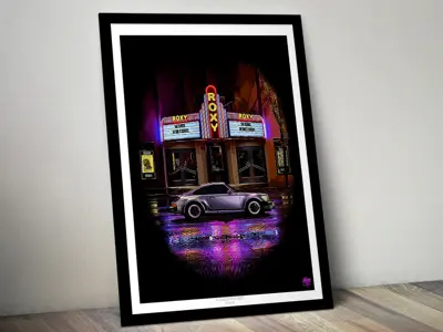 Porsche 911 '50 Years Of The G Series' poster in Black frame
