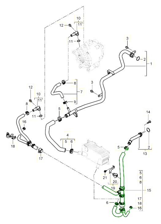 Original Porsche 94810605151 Engine coolant hose return for Porsche 957 Cayenne Turbo