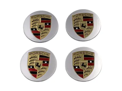 Wheel Caps with Coloured Crest for Porsche Macan (Set of 4) - 00004460511, 00004460711