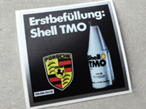 Shell TMO air cleaner decal, SILVER BORDER. Porsche 911 (930) Turbo - 93000654302