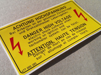 Danger High Voltage decal. Porsche 924 / 944 - 477000285