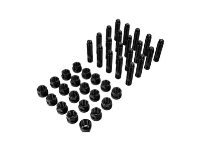 Titanium wheel bolt replacement stud set with black capless nut for modern Porsche - 99636120300, 99636120301, 99636120302, 99736120301, 99736120302