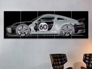 Limited Edition Wall Art With Physical Rear 1/4 Panel (Black Background) - 992 Sport Classic. Heritage Collection - WAP0501190R001, WAP0501190R003, WAP0501190R005