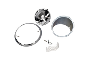 Headlamp set, loose kit, with chrome rim, without glass. Porsche  911 69-83 LHD - 91163111300, 1695100900