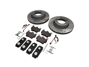 FRONT Brake Pads and Brake Disc Package. Porsche 997 C2 Sebro - 99635140501, 99635140601, 99761275601, 99761275901, 99635108802, 95535296000, 99735193907