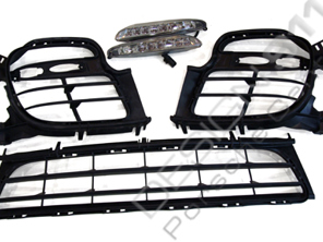 Front bumper inserts and lights. Porsche 997 Turbo - 9975055630101C, 9975055640101C, 9975055410201C, 99763109088