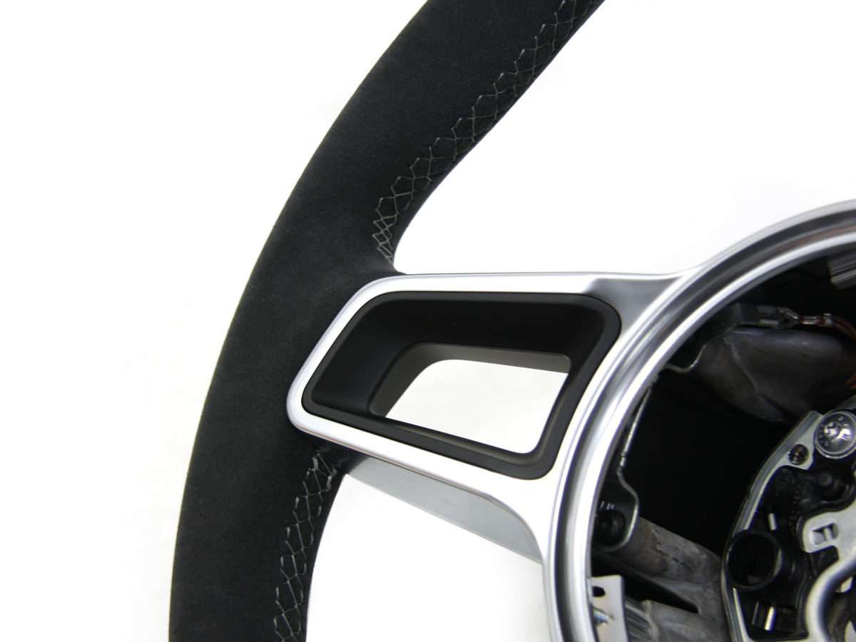 Original Porsche 9P1419091FSRAG Steering wheel Black Alcantara Platinum Grey for Porsche Cayman
