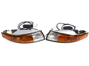 Indicator Lamps and Lens Front Kit with BLACK Rim Lens Porsche 911 - 91163194300, 91163194400, PCG63193520, PCG63193620, 91163197000, 91163197001