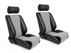 LeMans Bucket Seats, Black / Houndstooth, SET OF 2. Porsche 356 / 911 / 912 1950-89
