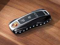 Driver's key painted in Black (high-gloss) with Swarovski® stones. Porsche 992 / Taycan / Cayenne / Panamera - 971044932