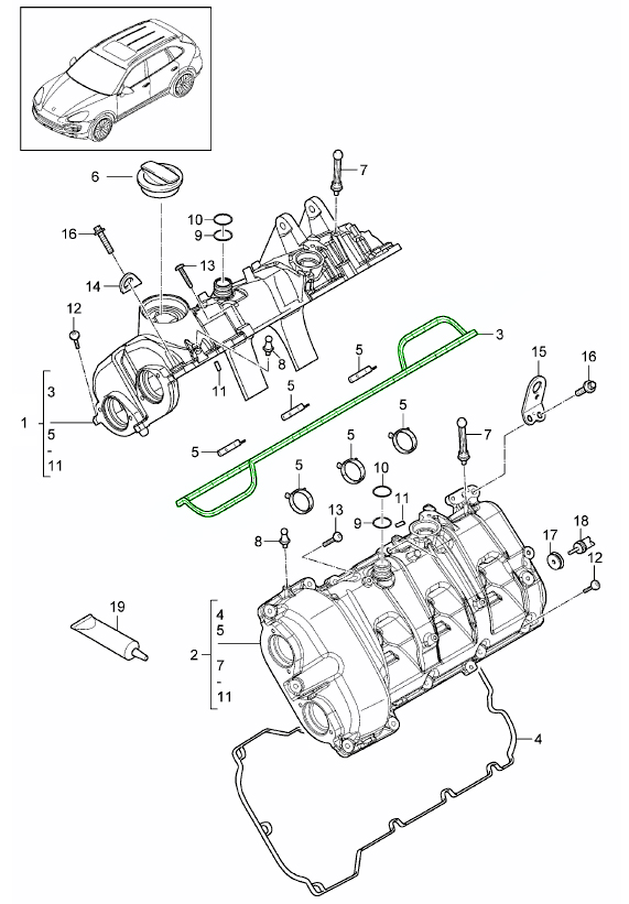 Porsche Cayenne Engine Valve Cover Gasket 94610593565 94610593565