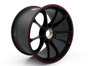 Rear 20-inch Black with Red border alloy wheel for Porsche 991 GT3 - 99136416882TR0, 99136416883, 99136416882TR0