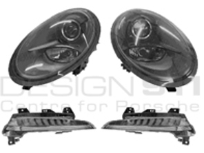 SMOKED Headlamps & Front Lamp Kit. Porsche 991 Carrera LHD Cars - 99163199550, 99163199650, 99163115180, 99163115280