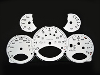 Instrument face set, White. Porsche 997.2 PDK - KPH - 330 MPH - 9764121004PDK - F97 641 210 04TIP, F9764121004TIP