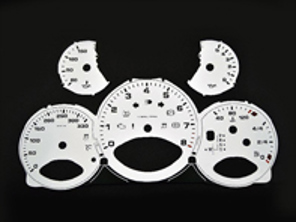 Instrument face set, White. Porsche 997.2 PDK - KPH - 330 MPH - 9764121004PDK - F97 641 210 04TIP, F9764121004TIP