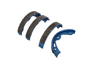 Handbrake shoes (set of 4). Porsche Panamera 970 / 981 Boxster / 981C Cayman / 991 Carrera / 992 - 97035299300, 97035299301, 97035299302, 298698533, 971698533, 971698533C, 971698533D, 971698533AA, 971698533E
