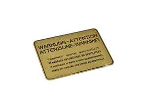 Sticker Fan Warning. Porsche 928 - 92870115102 - PAKAV