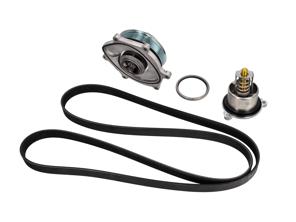 Water pump, belt & thermostat kit. Porsche 981 Boxster / Cayman / Porsche 991.1 - 0PB121035A, 9A110221800, 0PB903137A, 9A110222602, 9A110622603, 9A712111000, 9A110655900, 0PB121688
