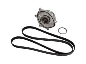 Water pump, belt & thermostat kit. Porsche 981 Boxster / Cayman / Porsche 991.1 - 0PB121035A, 9A110221800, 0PB903137A, 9A110222602, 9A110622603, 9A712111000, 9A110655900, 0PB121688