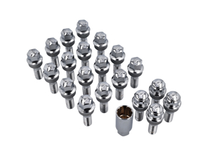 Wheel bolts and locking bolts kit. Chrome plated Porsche 986/996/997 - 3608100007, 3608300001
