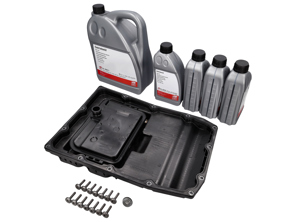 Gearbox oil pan filter and oil kit. Porsche 970 Panamera PDK - 97032102500, 97032180900, 00004330573, 00004330624, 95830054000
