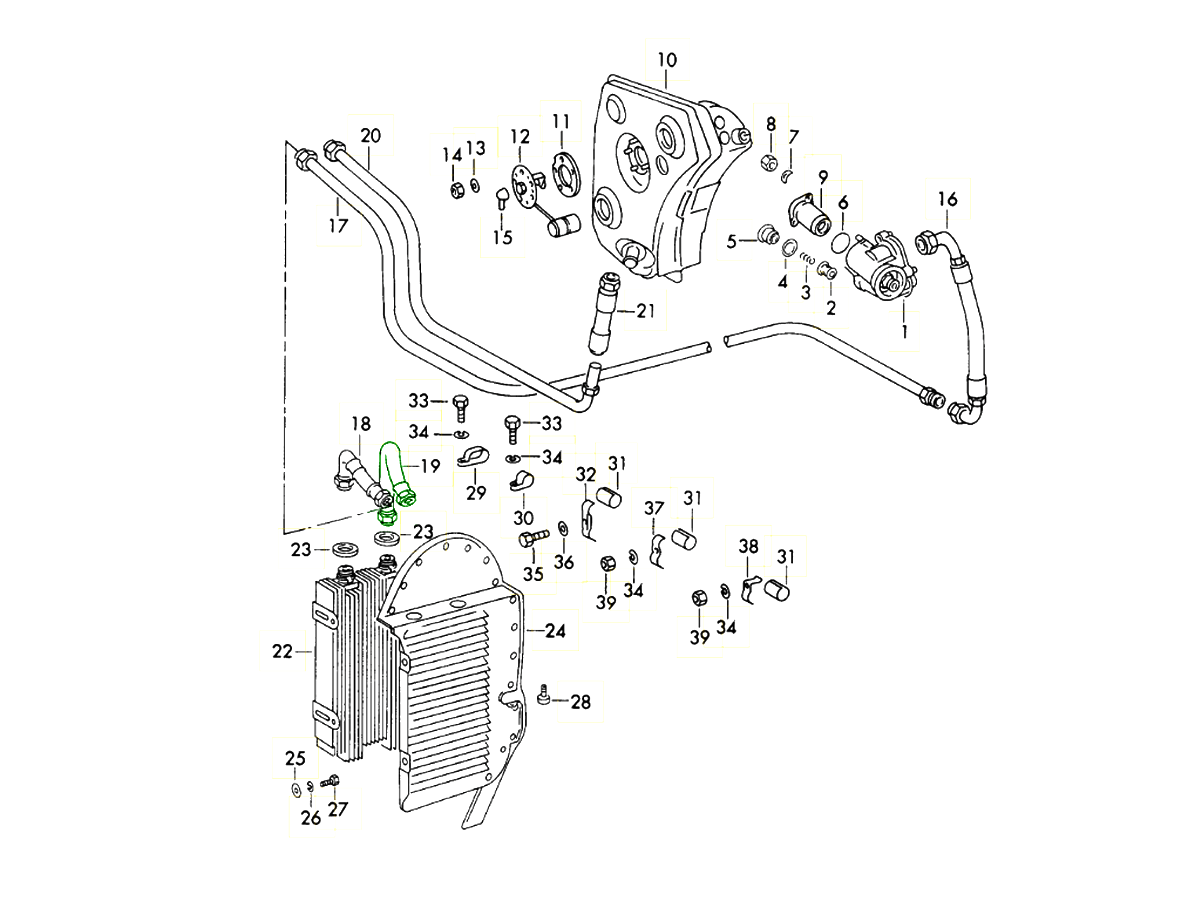 Porsche 911 72-73 Front cooler oil RETURN pipe 91120702905