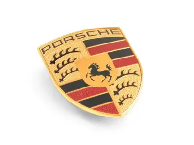 Bonnet badge. Porsche 957 Cayenne 2007-10 - 95555960000, 95555960001, 95555960002, 95555979500