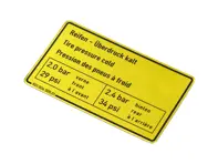 Sticker Tyre Pressure. Porsche 911 73-83 / 911 Turbo 75-77 - 90100650501