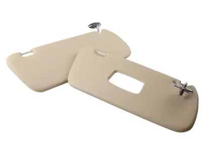 Sun visor set with mirror in passenger side, cream. Mercedes Pagode (W113) 1966-1971 LHD CARS - 1138100710 - 8389800710