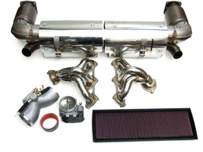 Exhaust Package + Headers + Plenum 74mm Throttle Body + Air Filter Kit Porsche 996 Turbo - 3606009616, 3606309603, 96274, 99760511502, 33-2189