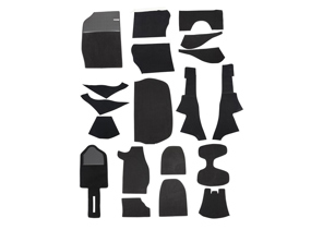 RS-style carpet set in black plush material (19pcs) Porsche 911 10/1964-07/1973 - 90255101120, 90155101223, 90155101220, 90255101120, 90255112120, 90255112220 - 1601700710