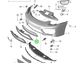Front Bumper Retaining Frame, Centre, Black. Porsche 981C Cayman - 981505569061E0